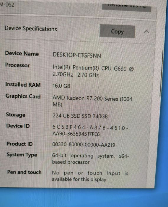 Vând pc
2.70GHz 2.70 GHz
Installed RAM
16.0 GB
Gr