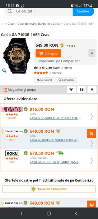 Casio G Shock GA 710GB