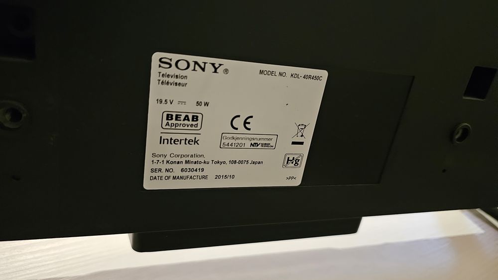 TV Sony Model: KDL-40R450C