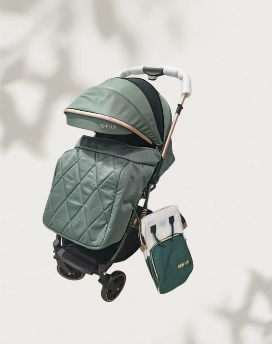 Коляска NEW LUX прогулочная с утеплённым чехлом и рюкзаком