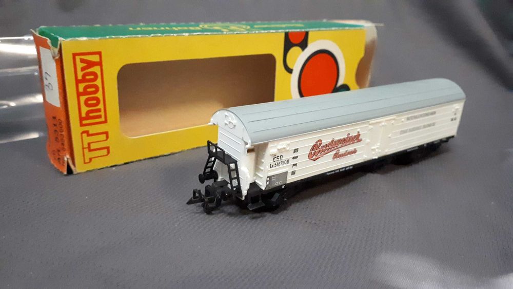 Vagon Budweiser pentru trenulet electric 12mm, (TT, 1:120),stare fbuna