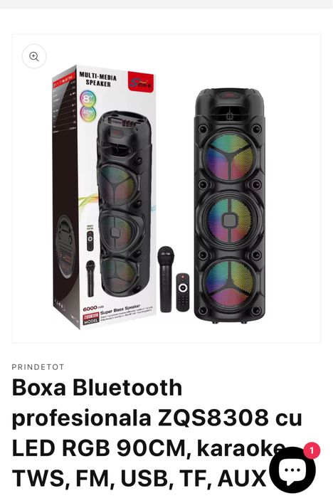 Vând boxă bluetooth profesională cu LED