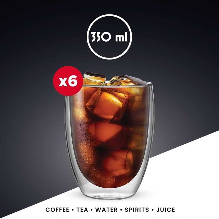 Комплект 6 чаши Bialetti Portofino с двойни стени, 350мл,боросиликатно