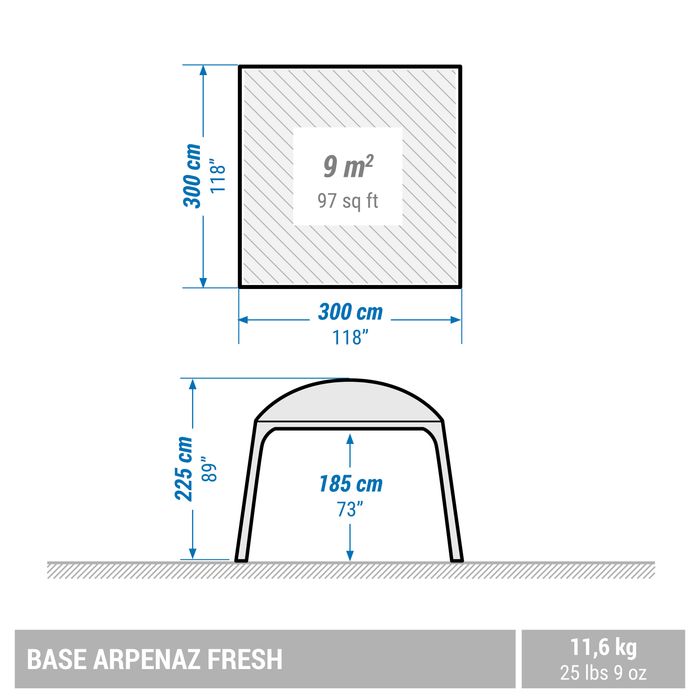 Adăpost living cu bețe Arpenaz Base Fresh - produs resigilat Decathlon