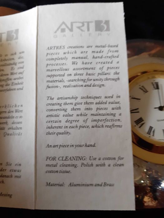 часовник и преспапие АRT GALLERY арт за бюро ръчна изработка