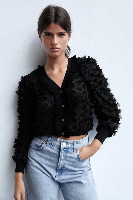 Bluza transparenta cu aplicatii Zara