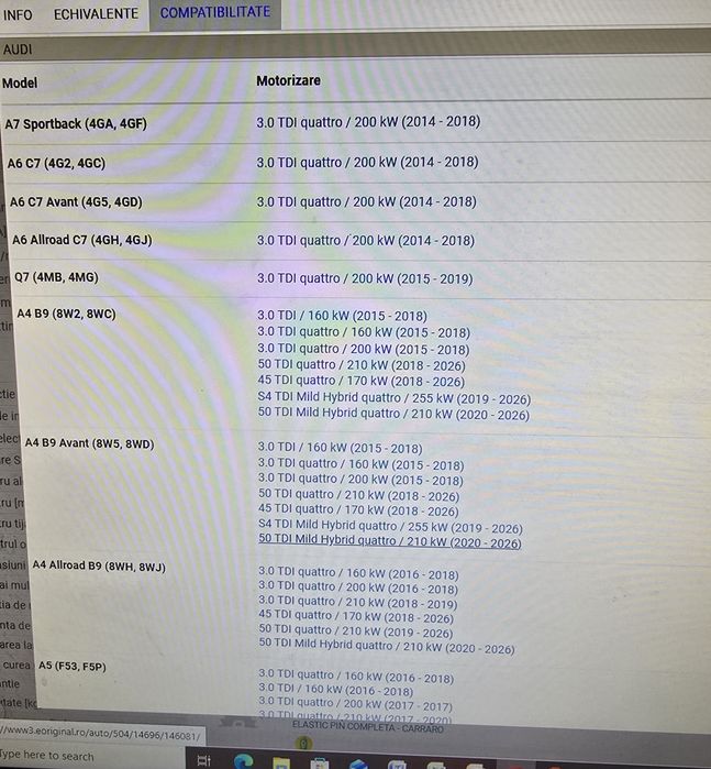 Chit lant de distributie Audi Volkswagen HEPU 21-0652