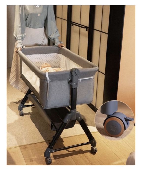 Манеж кроватка серая