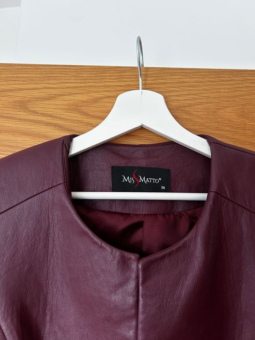 Кожено дамско палто | Цикламено дамско палто от естествена кожа