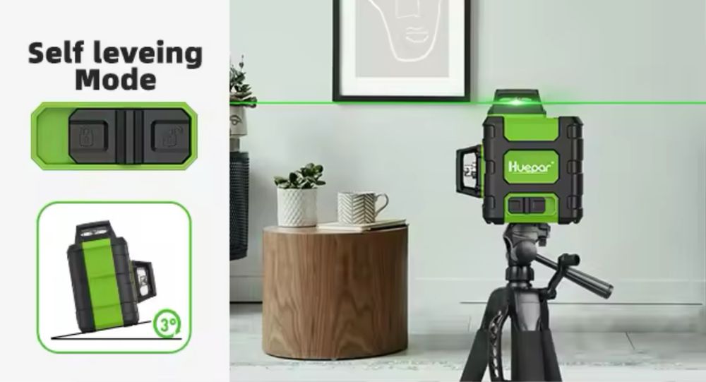 3 D Лазерен нивелир Huepar ! Зелен лъч ! 360 градуса ! Оптика Osram !