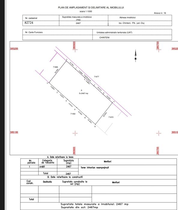 Vand teren intravilan cu PUG aprobat, panoramic, Chinteni