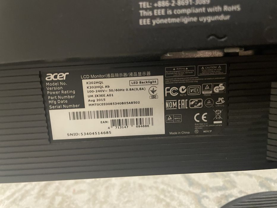 Монитор acer 19 дюймов