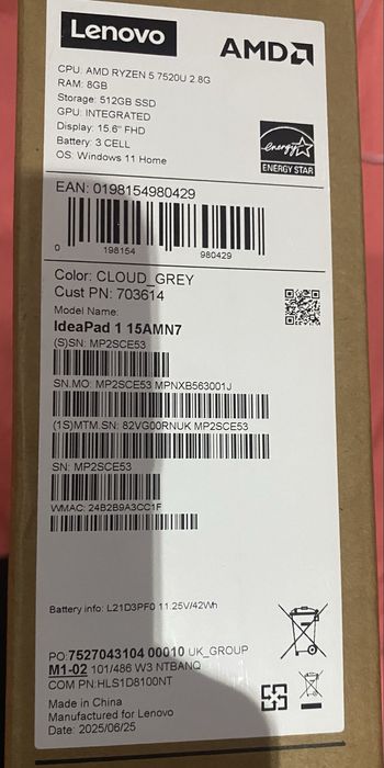 Laptop Lenovo nou sigilat IdeaPad 1 15ALC7