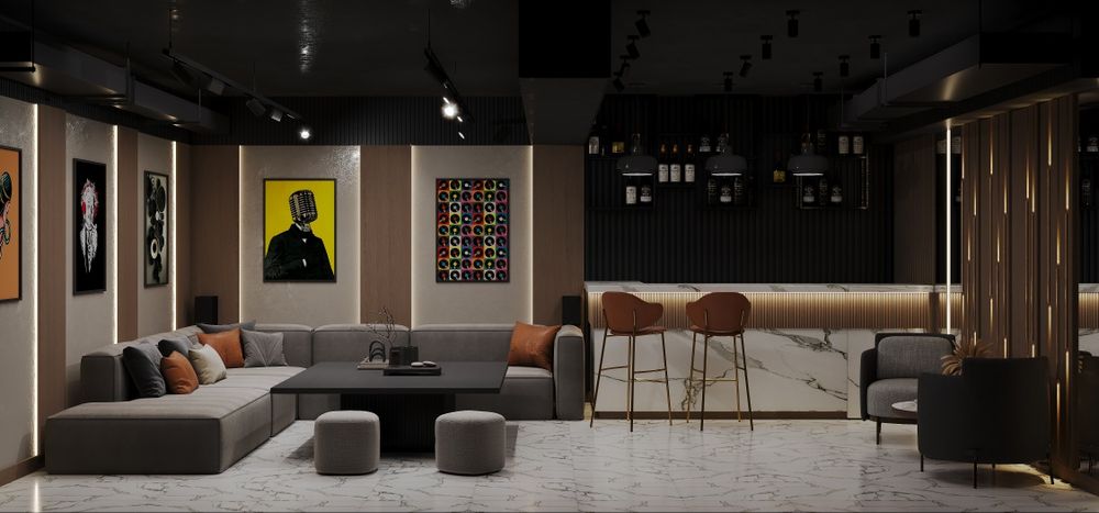 Дизайнер интерьер хизмати, калян бар караоке  бильярд компьютер клуб