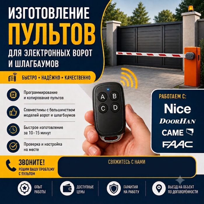 Изготоление пультов от ворот и шлагбаумов