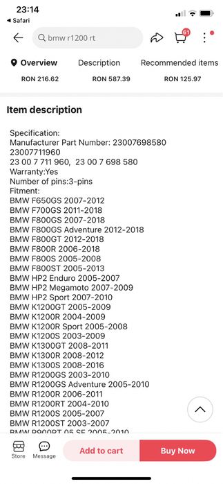 Senzor treapta viteza BMW r1200  , f 800 , f650