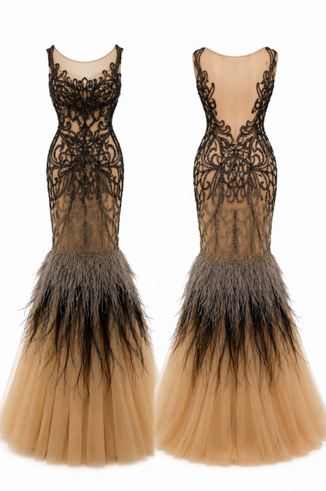 Бална рокля с пера Terani Couture