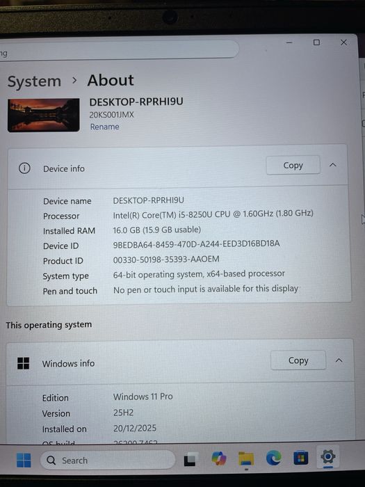 Laptop Lenovo ThinkPad E580, 16gb ram, ssd, intel 8gen