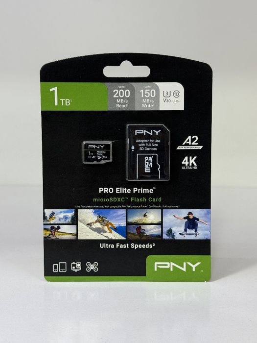 Micro Sd Флешка Карта памят 1 ТБ PNY PRO ELITE PRIME A2, 4K, U3, V30