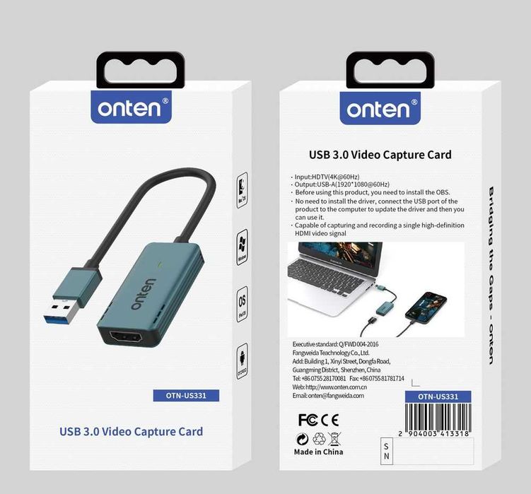 USB карта видеозахвата Onten US331 Full HD 1080p. Есть доставка