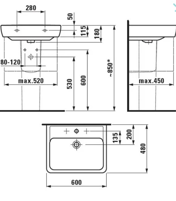 Раклвина Laufen молель Pro 60x48
