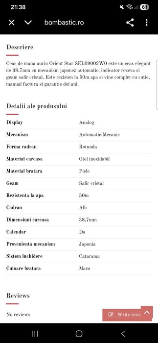 Orient star automatic