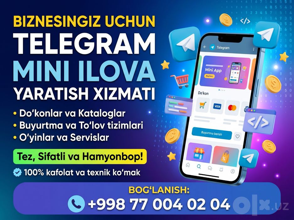 Telegramda Mini ilova yasash hizmati