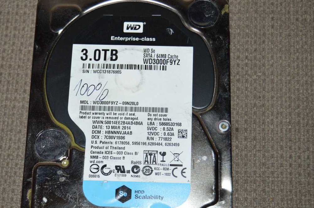 HDD Nas WD Red Pro 4TB și 2x WD Enterprise Se 3TB | Sănătate 100% HD Sentinel