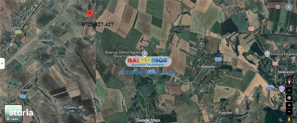 De vanzare teren agricol, extravilan in Loc. Balasesti, Jud. Galati