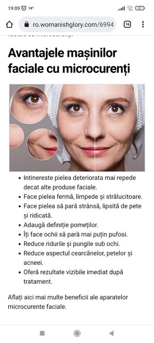 Aparat cu microcurent pentru întinerirea facială
