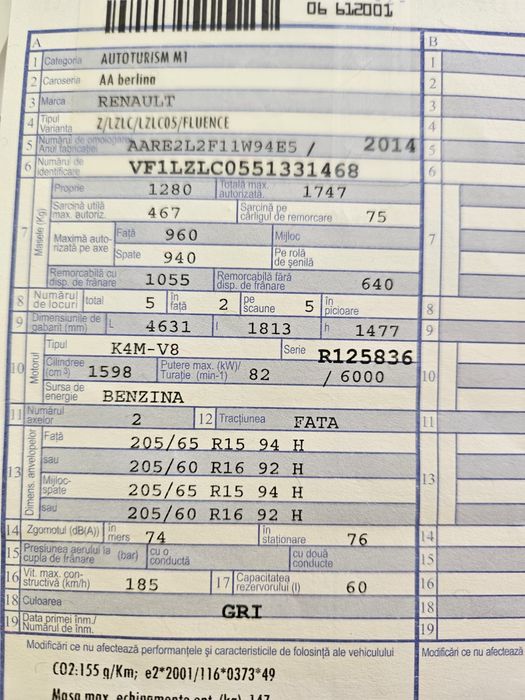 Renault Fluence 1.6 benzina an 2014