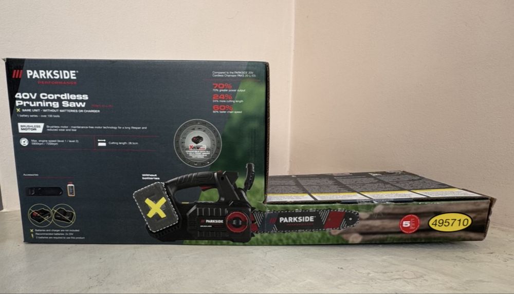 Drujbă / Drujbiță pe acumulator Parkside Performance 40V, Brushless - Nouă