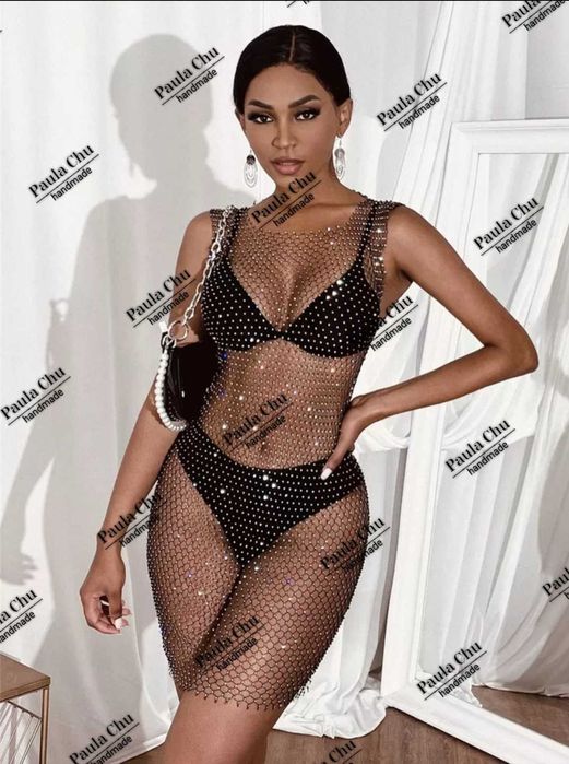 Рокля мрежа с камъни (без ръкав)