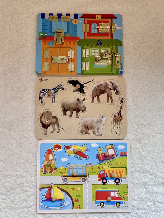 Дървени играчки, сортери, пъзели