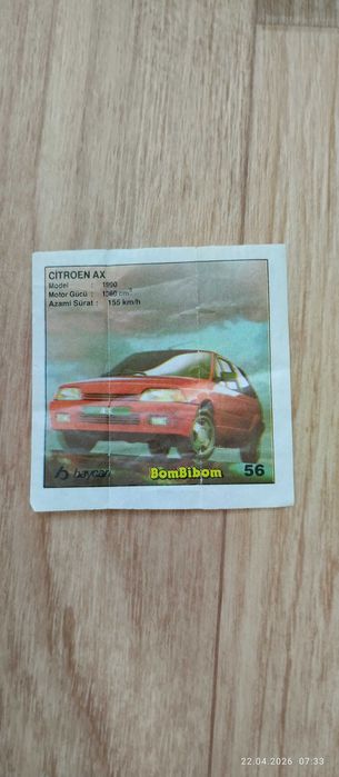 Коллекционный вкладыш BomBibom (Бомбибом) №56 — Citroen AX