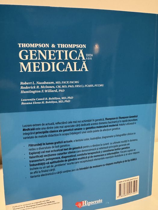Genetică Medicală – Thompson & Thompson, Ediția a 8-a (Elsevier/Hipocrate)