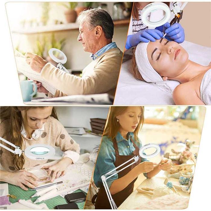 Lampa cu lupa, Manichiura si Cosmetica, Marire 10x, 2 Moduri de Fixare