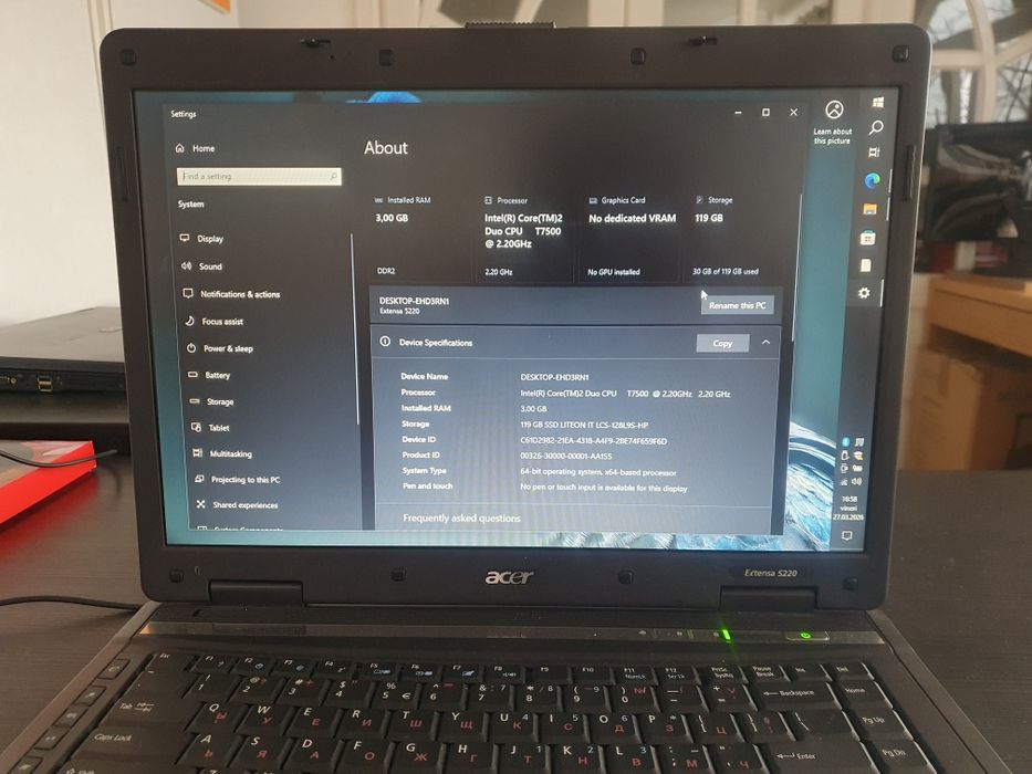 Acer Extensa 5220 Laptop Ca Nou Clasic