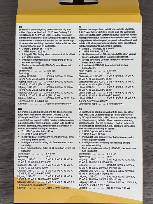 Biltema powerbank 25000mAh