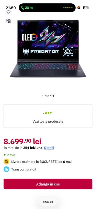 Laptop Gaming Acer Predator Nou Sigilat !!!