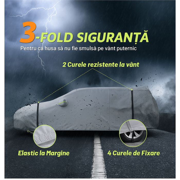 Husă auto Favoto pentru hatchback, impermeabila, 370 - 400 cm