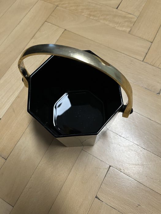 Френска ретро осмоъгълна ретро черна стъклена кофа за лед