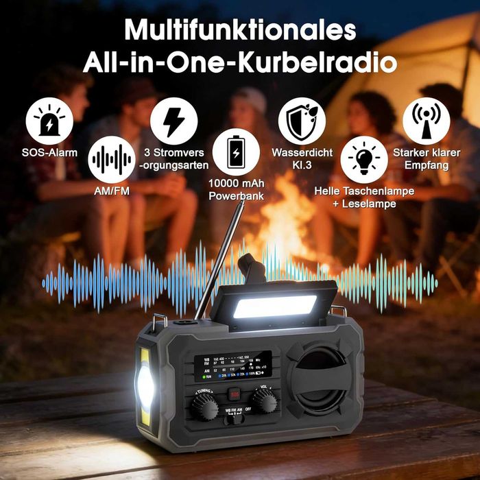 radio FM AM cu lanterna si baterie solara 10000 mAh