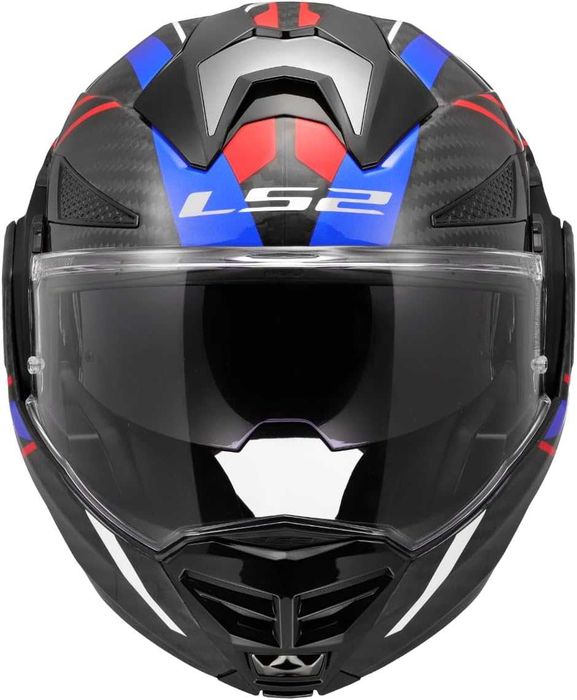 Нова Мотоциклетна Модуларна Каска за Мотор LS2 FF901 Advant X Carbon Future II, XL, Gloss White/Blue ECE 22.06 1550 гр