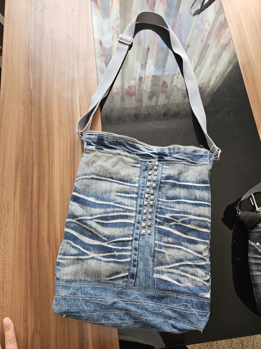 Дънкова чанта с дълга дръжка дизайн от стари дънки бохо модерна удобна