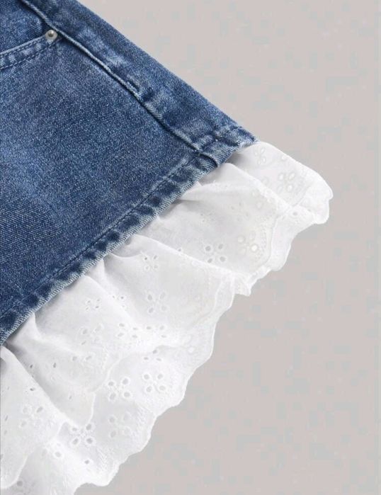 Дамски, летни, ежедневни, цветни блокове с брпдерия и подгъв, свободни дънкови шорти