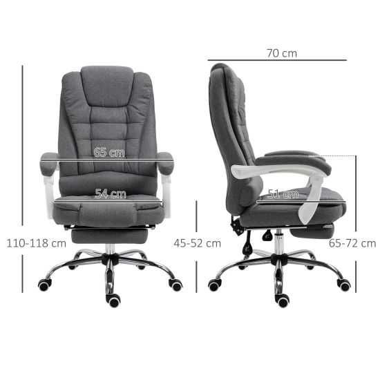 Scaun de Birou Ergonomic Vinsetto cu Suport pentru Picioare Gri