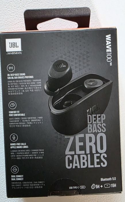 Casti JBL Wave Buds, True wireless, Bluetooth, In-ear, Microfon, negru, sigilate