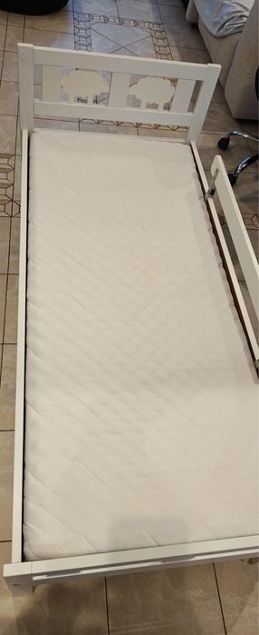 Pat ikea kritter 70x160 complet, saltea, somiera, bara protectie