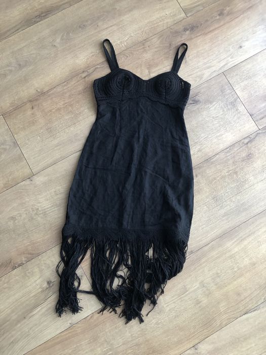 Zara H&M черна рокля с лен